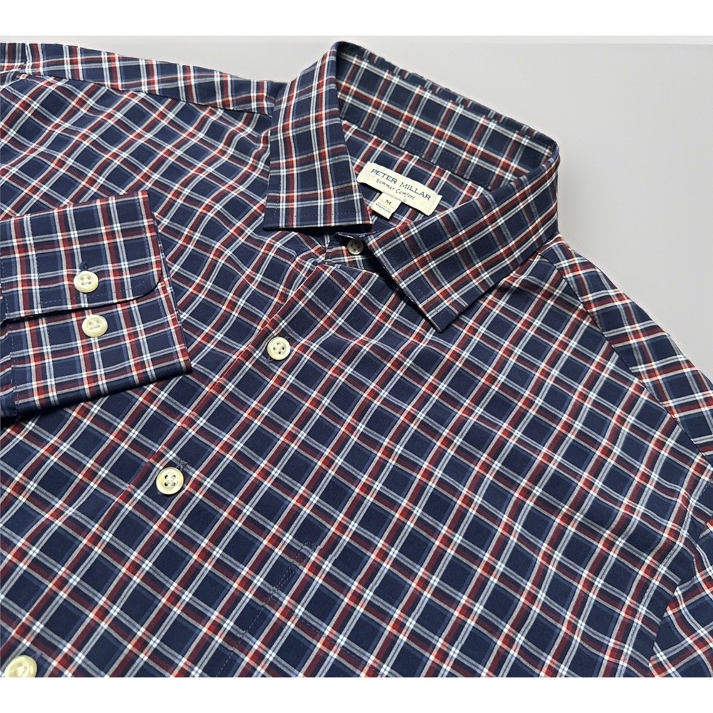 Peter Millar Summer Comfort Men's Medium Long Sleeve Plaid Button Up Collared